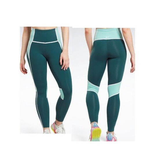 Reebok Women’s Plus Size Lux High-Waist Colorblock Leggings Forest Green 3X/ S - Picture 2 of 13